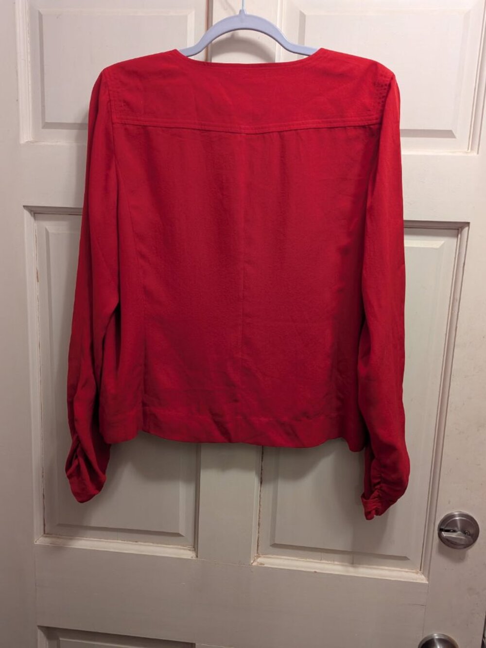 Blouse Red Coldwater Creek Button down 100% Silk size medium